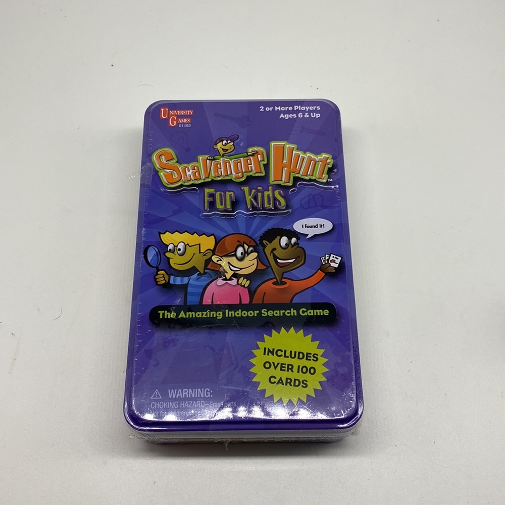 Scavenger Hunt board Indoor‎ Card Game in a Tin NWT